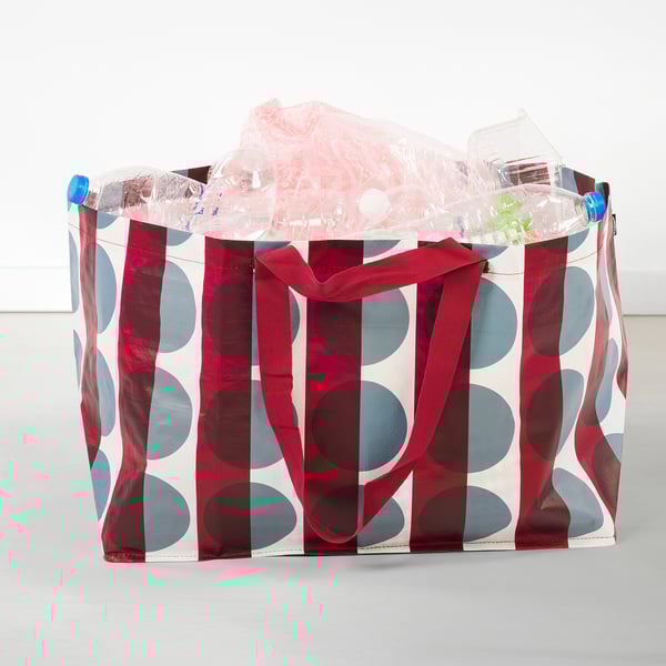 GÖRSNYGG Carrier bag, large, red blue/patterned, 57x37x39 cm/71 l