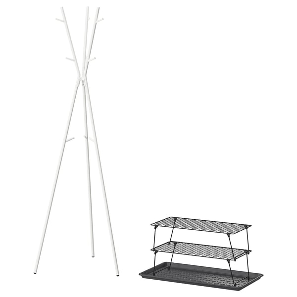 GREJIG / EKRAR Hallway furniture, set of 4, white/grey