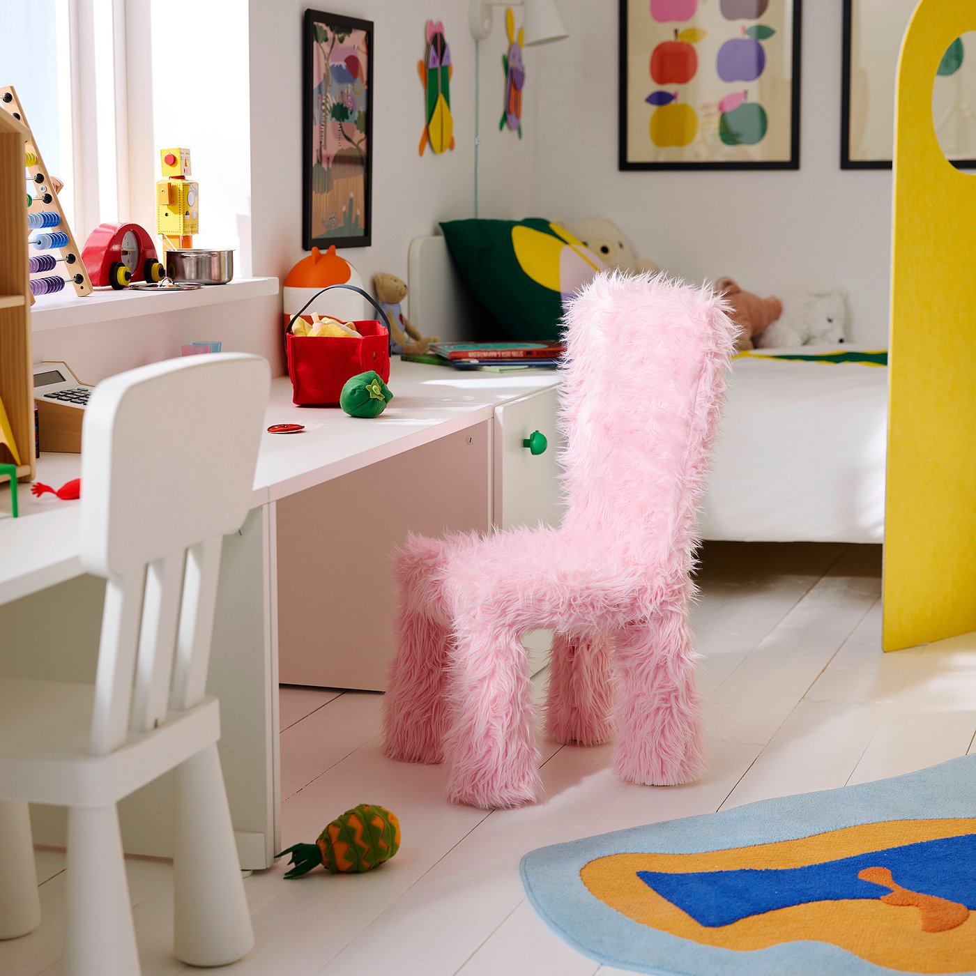 GREJSIMOJS cover for children's chair, faux fur/pink - IKEA
