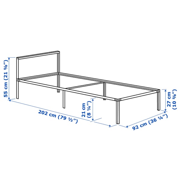 GRIMSBU Bed frame, white/Lillhällan, 90x200 cm