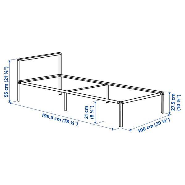 GRIMSBU Bed frame, white, 97x196 cm