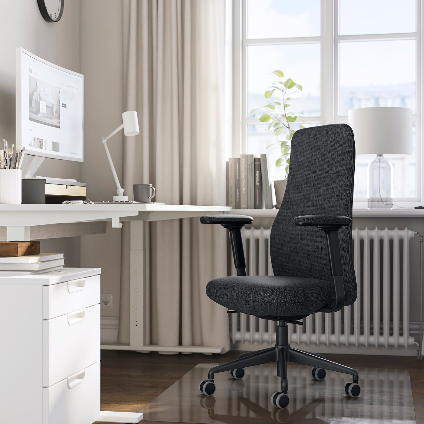 GRÖNFJÄLL office chair with armrests, Letafors grey/black - IKEA