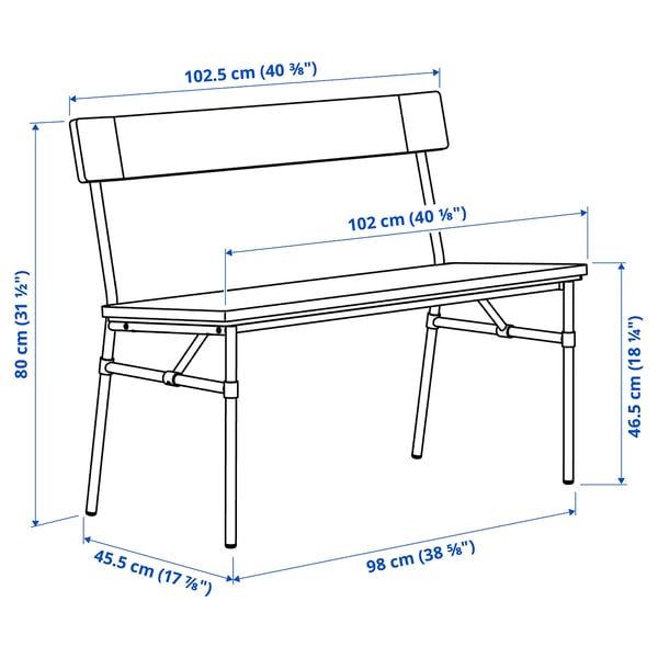 GRÖTÅN Bench with backrest, Tibbleby dark beige