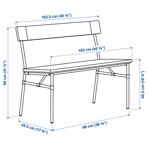 GRÖTÅN Bench with backrest, Tibbleby dark beige