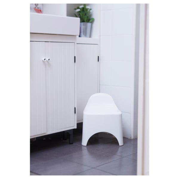 GRUMLAN Stool, white, 36 cm
