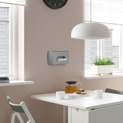 GRUNDTAL Box for tissues, stainless steel/wall mounted