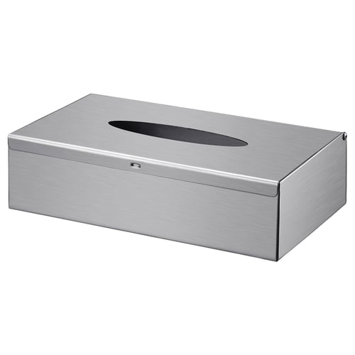 Stainless-steel GRUNDTAL tissue box, sleek and modern for bathrooms.
