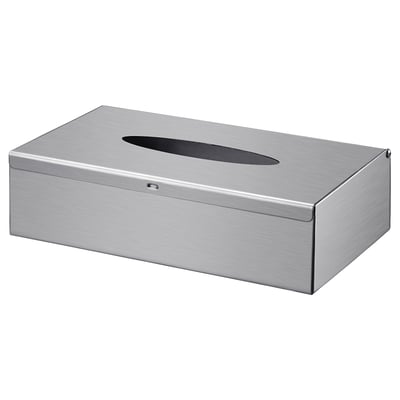 GRUNDTAL Box for tissues, stainless steel/wall mounted