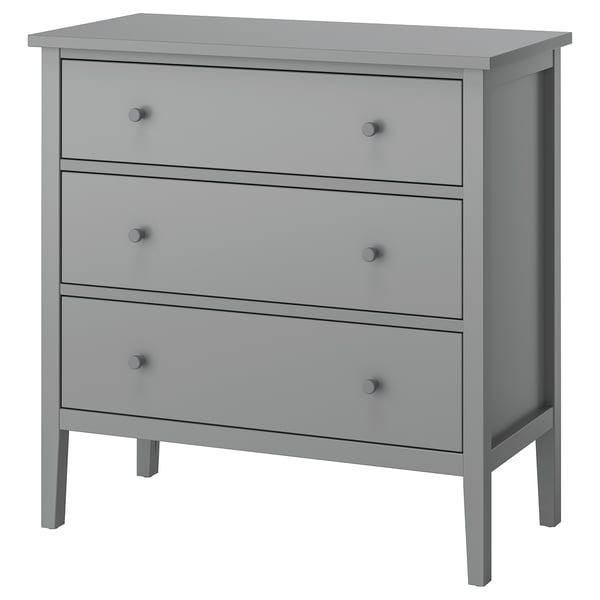 GULLABERG Chest of 3 drawers, grey/anchor/unlock-function, 99x48x100 cm