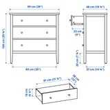 GULLABERG Chest of 3 drawers, grey/anchor/unlock-function, 99x48x100 cm