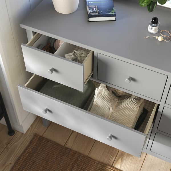 GULLABERG Chest of 8 drawers, grey/anchor/unlock-function, 168x48x100 cm