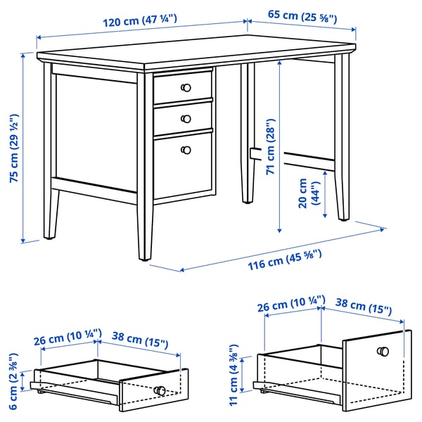 GULLABERG Desk, white, 120x65x75 cm