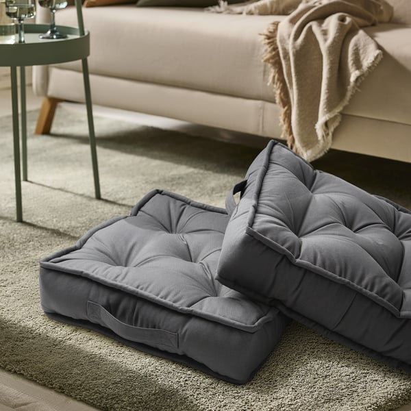 GURLI Floor cushion, grey, 45x45x10 cm