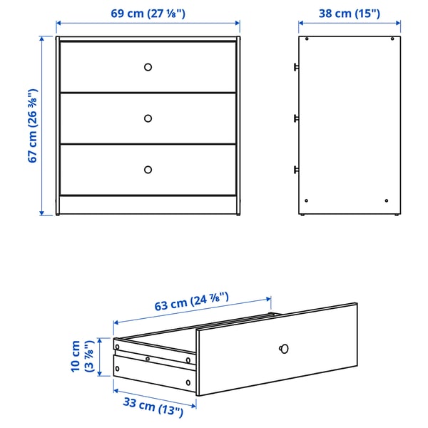 GURSKEN Chest of 3 drawers, light beige, 69x67 cm - IKEA