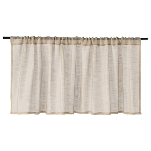 IKEA HÄLLEBRÄCKA: beige, sheer curtain, rectangular, rod pocket.