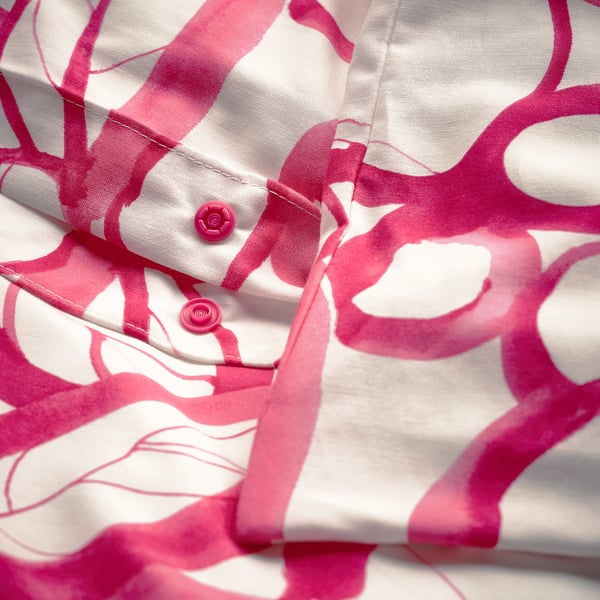 HÄRLIR Duvet cover and 2 pillowcases, white bright pink/floral pattern, 200x200/50x60 cm