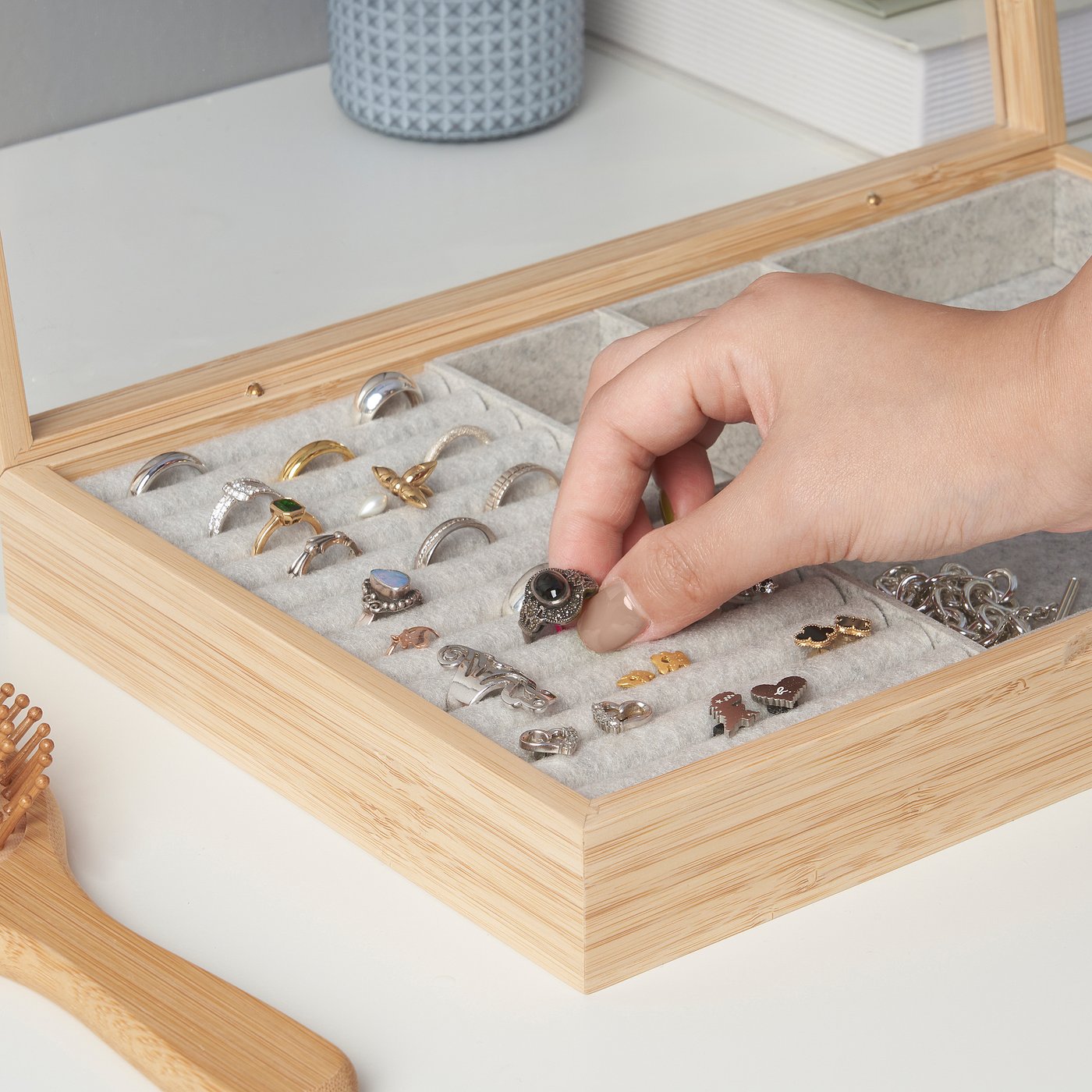 HALSREM jewellery box with compartments, 33x22 cm - IKEA