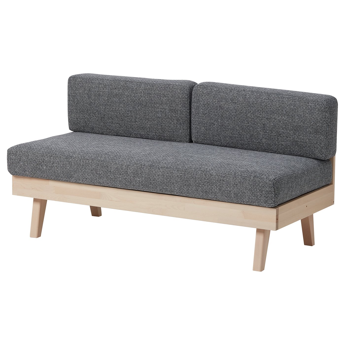 HALVDAN 2seat dining sofa with cushions, Lejde grey/black/birch IKEA
