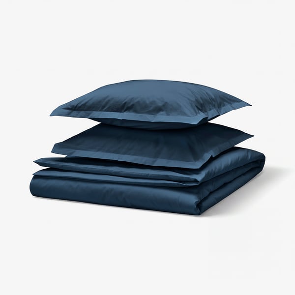 HAMPFLOCKEL Duvet cover and 2 pillowcases, dark blue, 200x200/50x60 cm