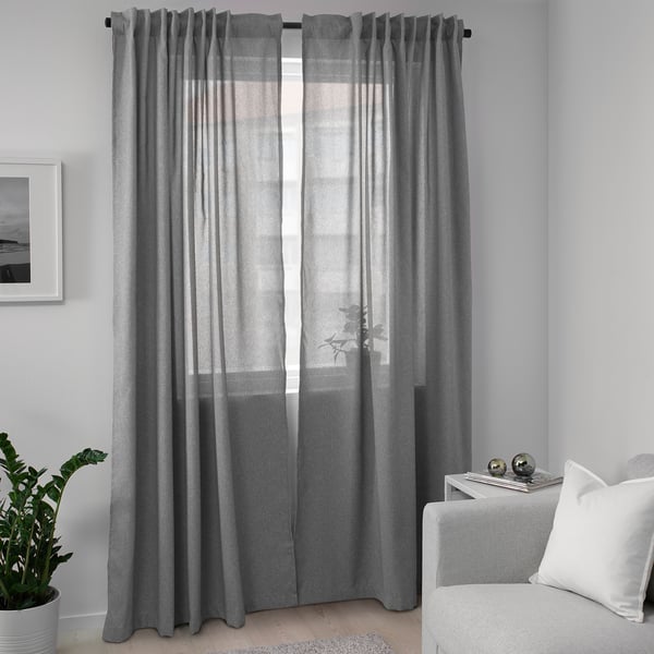Hannalena Room Darkening Curtains 1 Pair Grey Ikea