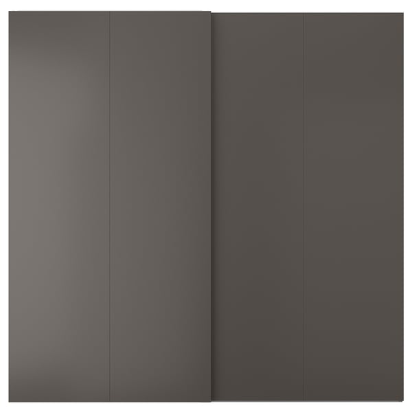 HASVIK Pair of sliding doors, dark grey, 200x201 cm