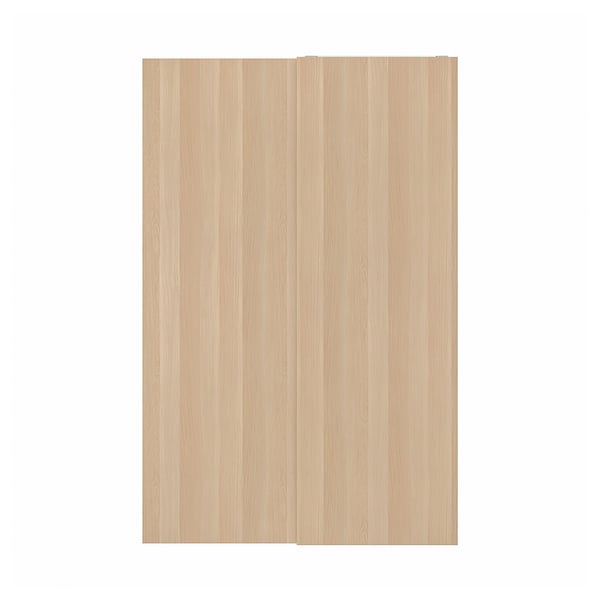 Wood effect HASVIK door in beige. Light, rectangular, sliding with textured foil.