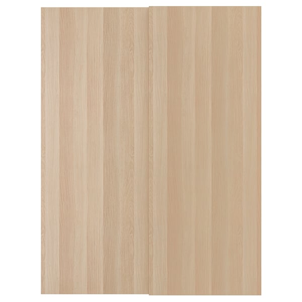 HASVIK Pair of sliding doors, white stained oak effect, 150x201 cm