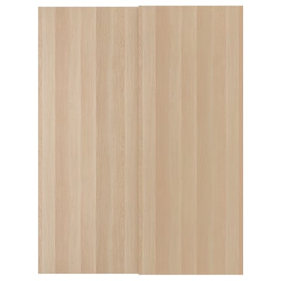HASVIK Pair of sliding doors, white stained oak effect, 150x201 cm