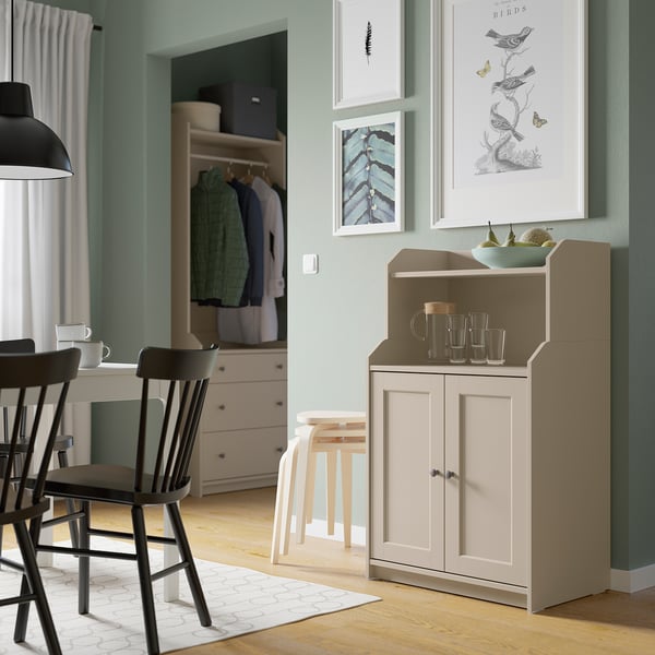 HAUGA Cabinet with 2 doors, beige, 70x116 cm
