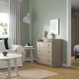 HAUGA Chest of 3 drawers, beige, 70x46x84 cm