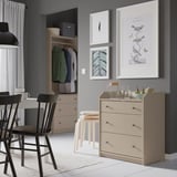HAUGA Chest of 3 drawers, beige, 70x46x84 cm