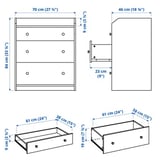 HAUGA Chest of 3 drawers, white, 70x46x84 cm