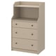 Option: HAUGA Chest of 3 drawers with shelf, beige, 70x46x116 cm