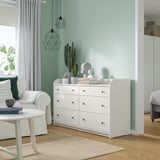 HAUGA Chest of 6 drawers, white, 138x46x84 cm