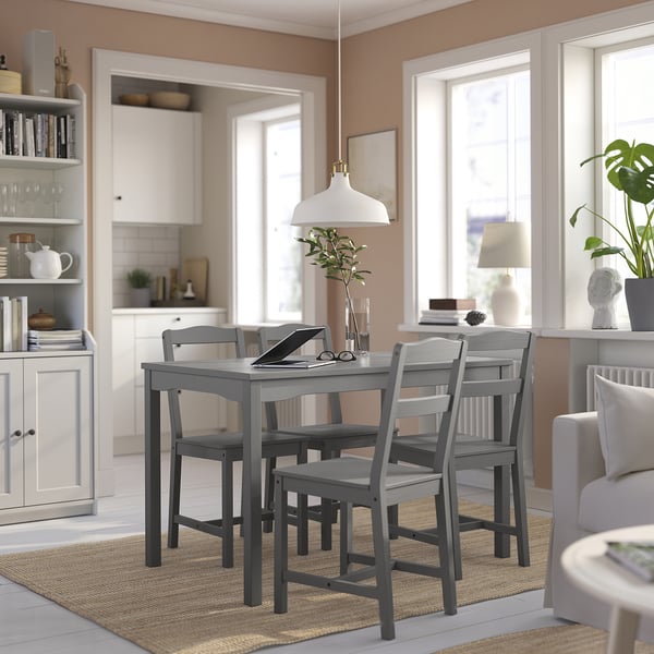 HAUGA / HAUGA Table and 4 chairs, grey/grey, 118x74 cm
