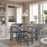 HAUGA / HAUGA Table and 4 chairs, grey/grey, 118x74 cm