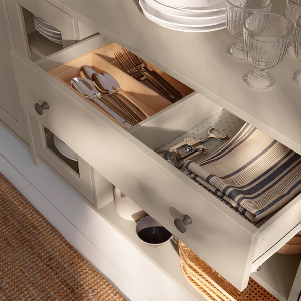 HAUGA Sideboard, beige, 140x46x84 cm