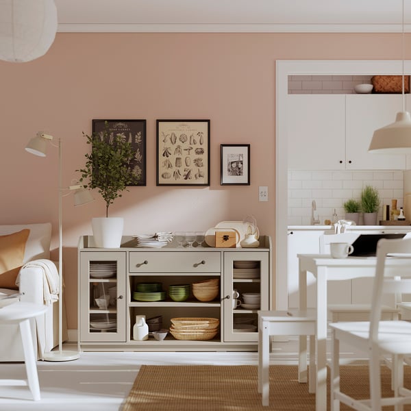HAUGA Sideboard, beige, 140x46x84 cm