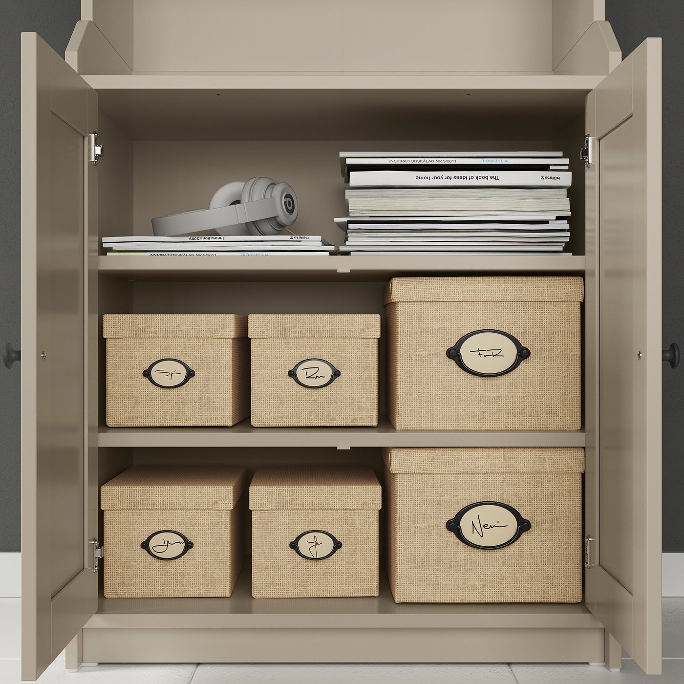 HAUGA storage combination, beige, 139x46x116 cm - IKEA