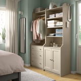 HAUGA Storage combination, beige, 139x46x199 cm
