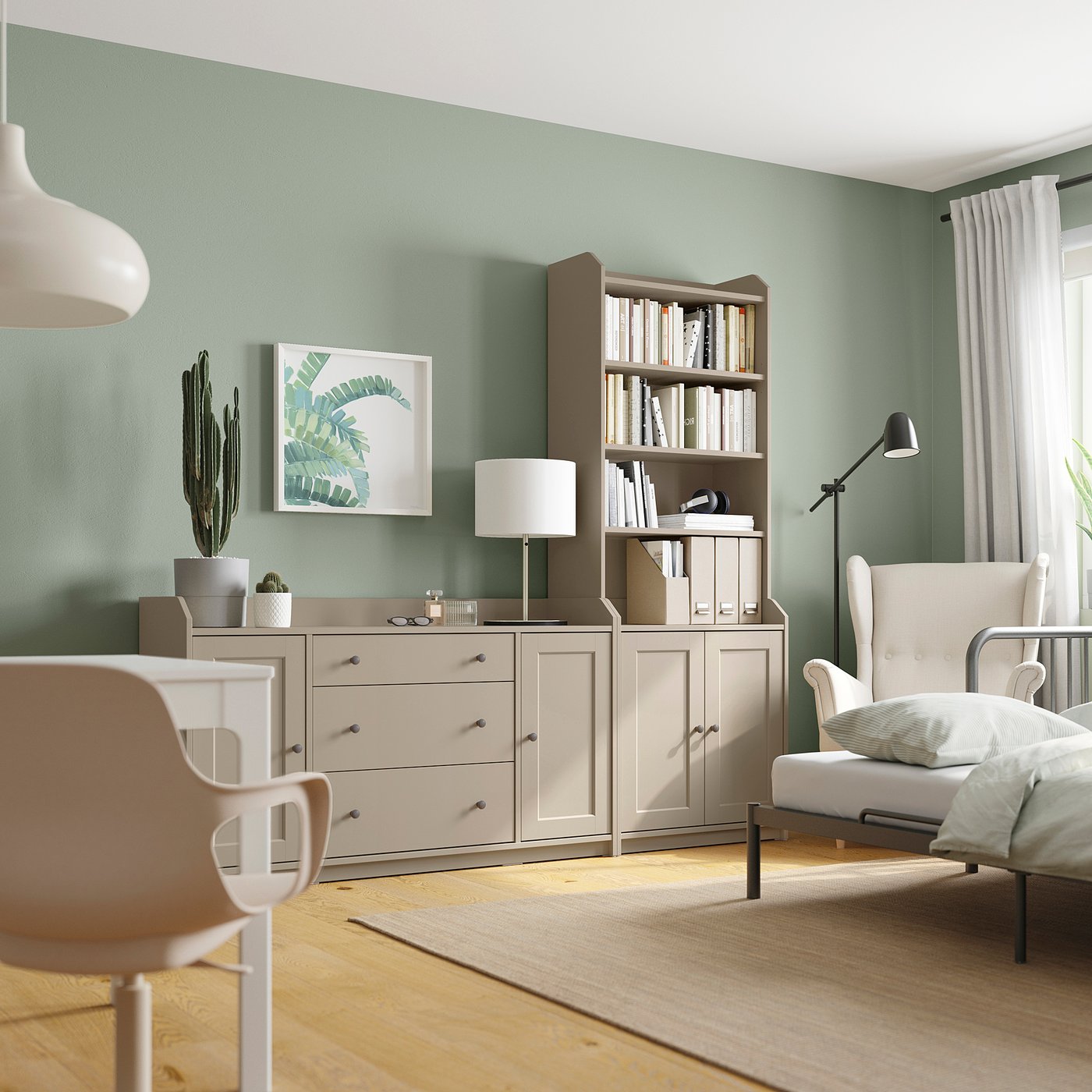 HAUGA storage combination, beige, 210x46x199 cm - IKEA