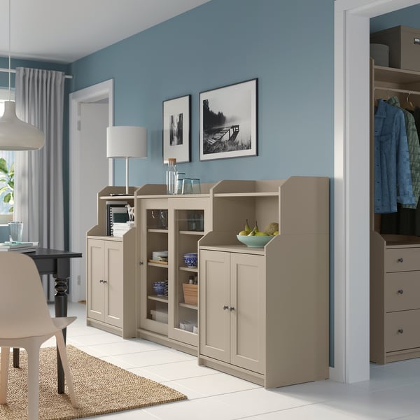 HAUGA Storage combination, beige, 244x46x116 cm