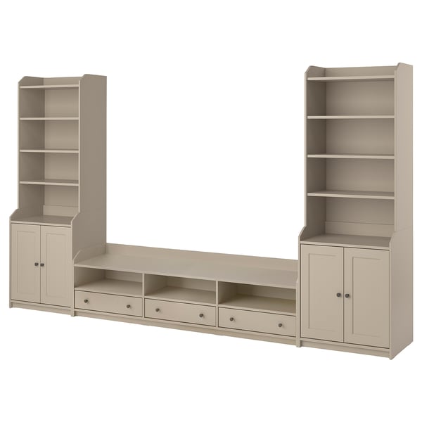 HAUGA TV/storage combination, beige, 346x46x199 cm