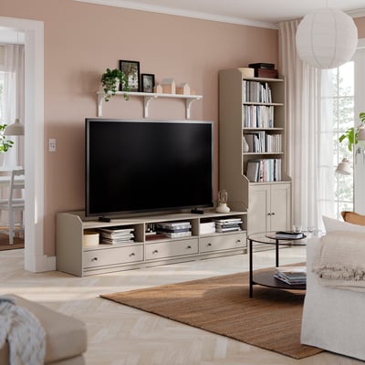 HAUGA TV/storage combination, beige, 276x46x199 cm