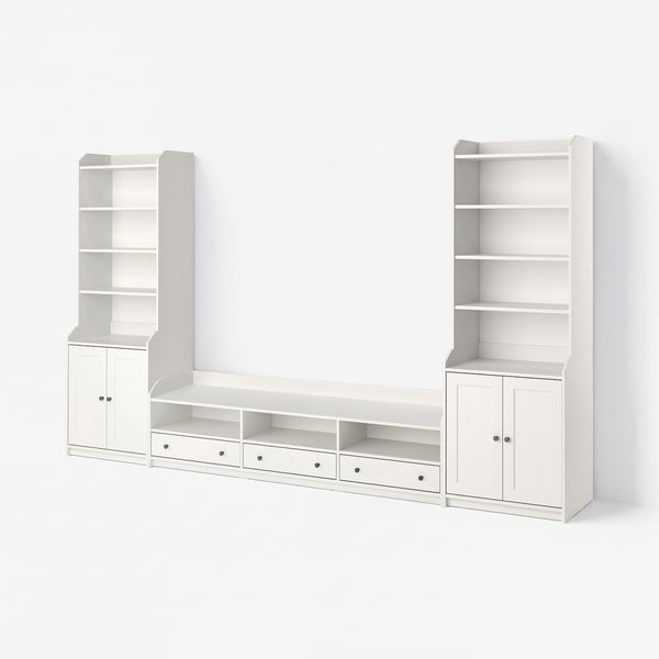 HAUGA TV/storage combination, white, 346x46x199 cm