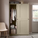 HAUGA Wardrobe with sliding doors, beige, 118x55x199 cm