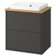 HAVBÄCK wash-stand: dark grey, wooden top, square basin, modern design.