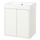 HAVBÄCK bathroom vanity, white. Modern design with two doors, rectangular sink.