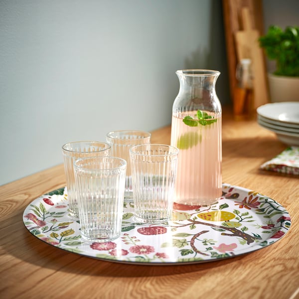 HAVSBRAXEN Tray, patterned multicolour, 43 cm
