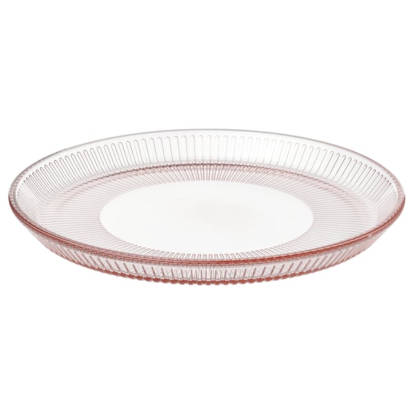HAVSGÄDDA Side plate, stripe pattern/pink, 21 cm
